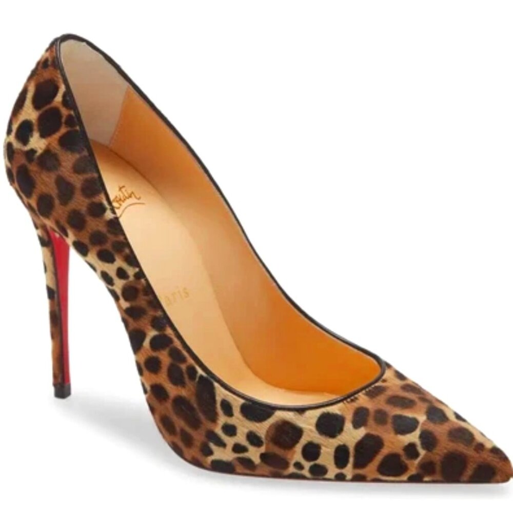Christian Louboutin So Kate Leopard Calf Hair 4.25” High Heel Pumps Brown 40 NIB